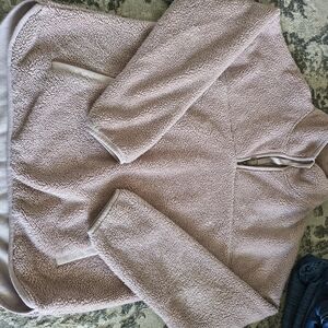 Time and Tru Light Pink Teddy Sherpa Half-Zip Pullover